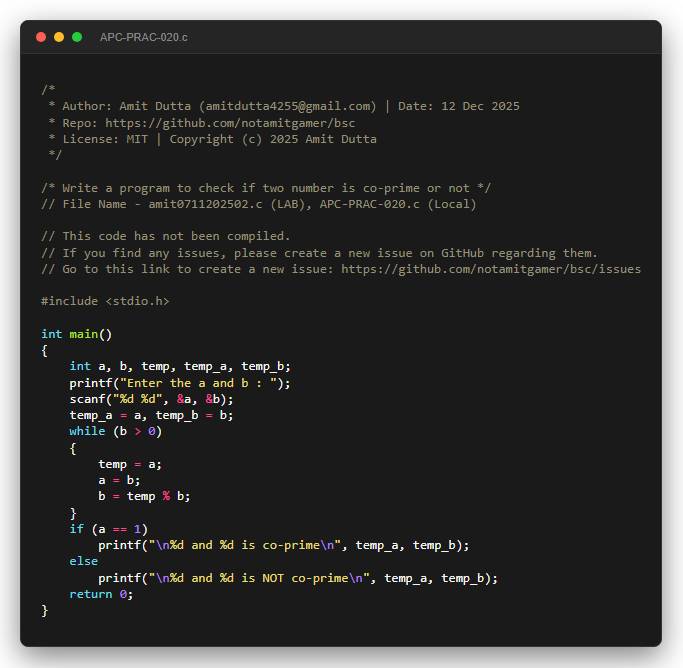 Write a program to check if two number is co-prime or not